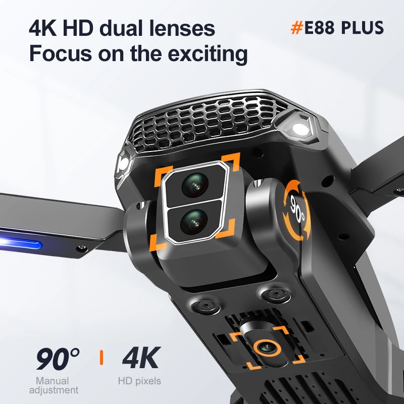 โดรนโดรน E88 Plus ใหม่: 90 °   - Rc Helicopter Electric บทวิจารณ์และราคา